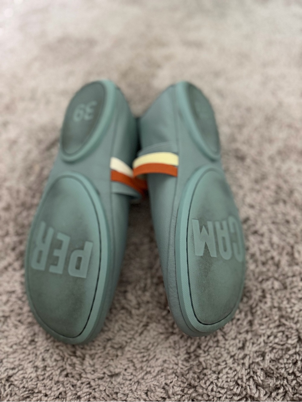 Camper Women's Light Blue Slip-On Flats with Multicolor Elastic Straps - Picture 2 of 3